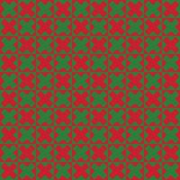 Seamless christmas pattern Vector lovely geometric cross square patterncolor green and red color. Background mimimal for Christmas pattern , fabric cloth pattern , decoration or wallpaper.