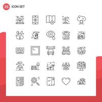 Group of 25 Modern Lines Set for cloud software cloud networking new cloud database pointer Editable Vector Design Elements