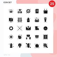 25 Universal Solid Glyphs Set for Web and Mobile Applications account logistic target box globe Editable Vector Design Elements