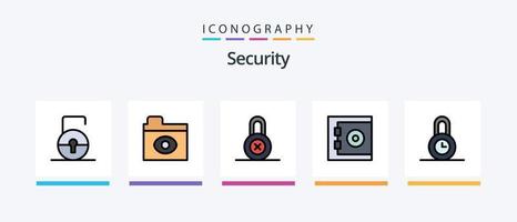 la línea de seguridad llenó el paquete de 5 íconos que incluye . blindaje. proteccion. seguridad. secreto. diseño de iconos creativos vector