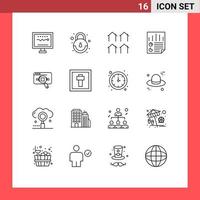 Set of 16 Commercial Outlines pack for user page district document real Editable Vector Design Elements