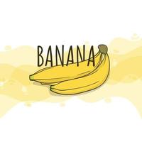 Banana vector illustration with line art design for juice advertising template design