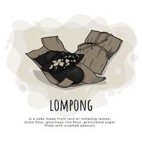 Lompong is the name of a cake that can be found in Indonesia with cartoon concept design vector
