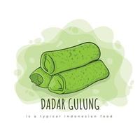 Dadar gulung cake is a cake made from cassava that can be found in Indonesia with cartoon design vector