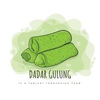 Dadar gulung cake is a cake made from cassava that can be found in Indonesia with cartoon design vector