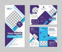 Unique Medical trifold brochure template for multipurpose use. For corporate, spa, real estate etc vector