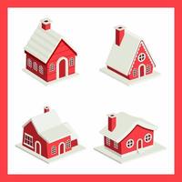 isometric house vector illustration, christmas isometric house