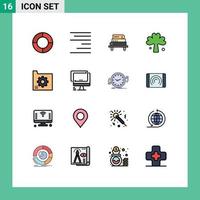 16 User Interface Flat Color Filled Line Pack of modern Signs and Symbols of database connect education plant ireland Editable Creative Vector Design Elements