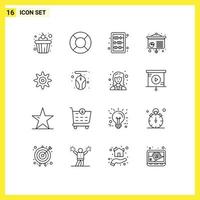 Stock Vector Icon Pack of 16 Line Signs and Symbols for mouse computer knowledge gear presentation Editable Vector Design Elements