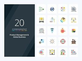 20 Product Managment And Global Business Flat Color icon for presentation vector