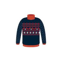 Vector ugly sweaters for Christmas party. Knitted jumpers with winter patterns esp