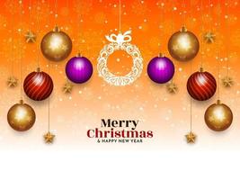 Merry Christmas festival background with hanging elements design vector