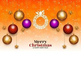 Merry Christmas festival background with hanging elements design vector