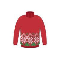 Vector ugly sweaters for Christmas party. Knitted jumpers with winter patterns esp