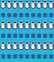 Knitted Christmas and New Year pattern the penguins. Wool Knitting Sweater Design. Wallpaper wrapping paper textile print. Eps 10 vector