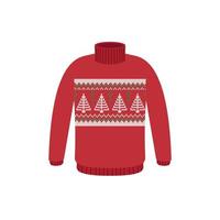 Vector ugly sweaters for Christmas party. Knitted jumpers with winter patterns esp