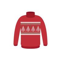 Vector ugly sweaters for Christmas party. Knitted jumpers with winter patterns esp