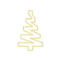 Christmas golden tree decoration of gold glitter shining sparkles on white transparent background. Vector glittering shine tree for Christmas or New Year design template