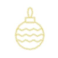 Gold Christmas tree toy set isolated on a transparent background. Stocking Christmas decorations. Vector object for christmas design, mockup. Vector realistic object Illustration