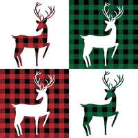 deer pattern at Buffalo Plaid. Festive background for design and print vector