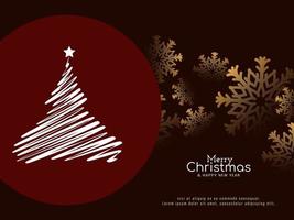 Merry Christmas festival background with decorative line art tree design vector