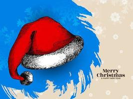 Elegant Merry Christmas festival decorative background with santa claus cap design vector