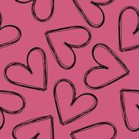 Hand drawn hearts on pink background seamless pattern vector