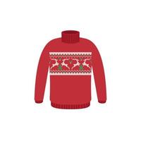 Vector ugly sweaters for Christmas party. Knitted jumpers with winter patterns esp