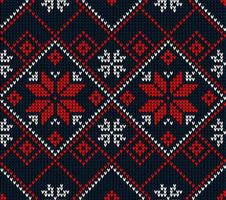 Knitted Christmas and New Year pattern. Wool Knitting Sweater Design. Wallpaper wrapping paper textile print. vector