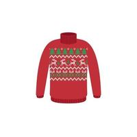 Vector ugly sweaters for Christmas party. Knitted jumpers with winter patterns esp