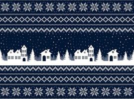 Knitted Christmas and New Year pattern. Wool Knitting Sweater Design. Wallpaper wrapping paper textile print. vector