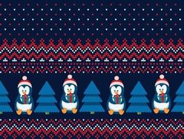 Knitted Christmas and New Year pattern. Wool Knitting Sweater Design. Wallpaper wrapping paper textile print. Eps 10 vector