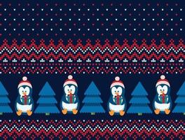 Knitted Christmas and New Year pattern. Wool Knitting Sweater Design. Wallpaper wrapping paper textile print. Eps 10 vector