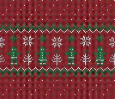 Knitted Christmas and New Year pattern in cow. Wool Knitting Sweater Design. Wallpaper wrapping paper textile print. vector