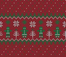 Knitted Christmas and New Year pattern in cow. Wool Knitting Sweater Design. Wallpaper wrapping paper textile print. vector