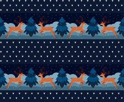 Knitted Christmas and New Year pattern. Wool Knitting Sweater Design. Wallpaper wrapping paper textile print. vector