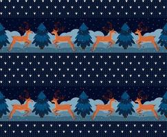 Knitted Christmas and New Year pattern. Wool Knitting Sweater Design. Wallpaper wrapping paper textile print. vector