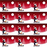Cute penguin in Christmas and New Year winter seamless pattern. vector
