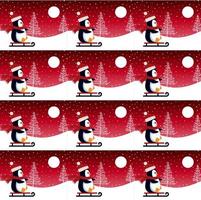 Cute penguin in Christmas and New Year winter seamless pattern. vector