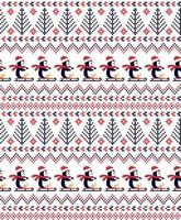 Knitted Christmas and New Year pattern the penguins. Wool Knitting Sweater Design. Wallpaper wrapping paper textile print. Eps 10 vector