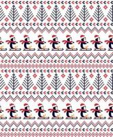 Knitted Christmas and New Year pattern the penguins. Wool Knitting Sweater Design. Wallpaper wrapping paper textile print. Eps 10 vector