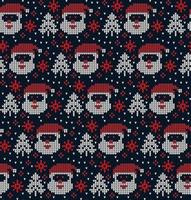 Knitted Christmas and New Year pattern. Wool Knitting Sweater Design. Wallpaper wrapping paper textile print. Eps 10 vector