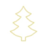 Christmas golden tree decoration of gold glitter shining sparkles on white transparent background. Vector glittering shine tree for Christmas or New Year design template