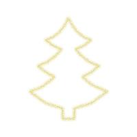 Christmas golden tree decoration of gold glitter shining sparkles on white transparent background. Vector glittering shine tree for Christmas or New Year design template