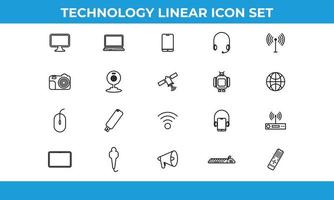 Linear Technology and Multimedia icons. Design elements for mobile and web applications. vector