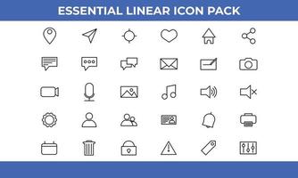 30 Linear Essential Icon Pack Vector Illustrations