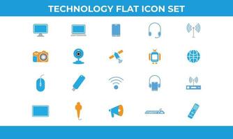 Flat Technology and Multimedia icons. Design elements for mobile and web applications. vector