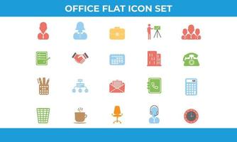 Business and Office Flat Icons Vector Collections.  Set of 20 office icons great for presentations, web design, web apps, mobile applications or any type of design projects.