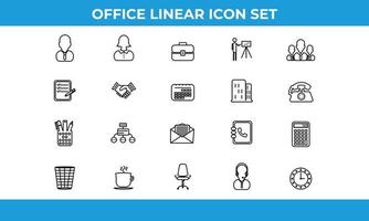 Business and Office Linear Icons Vector Collections.  Set of 20 office icons great for presentations, web design, web apps, mobile applications or any type of design projects.