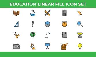 iconos de relleno lineal de educación. adecuado para sitios web, aplicaciones móviles, impresión, presentación, infografía y cualquier otro proyecto. vector